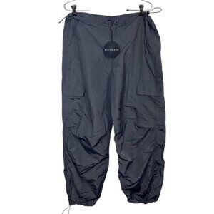 White Fox‎ NWT Be The Moment Cargo Parachute Pants Charcoal With Adjustable Ties